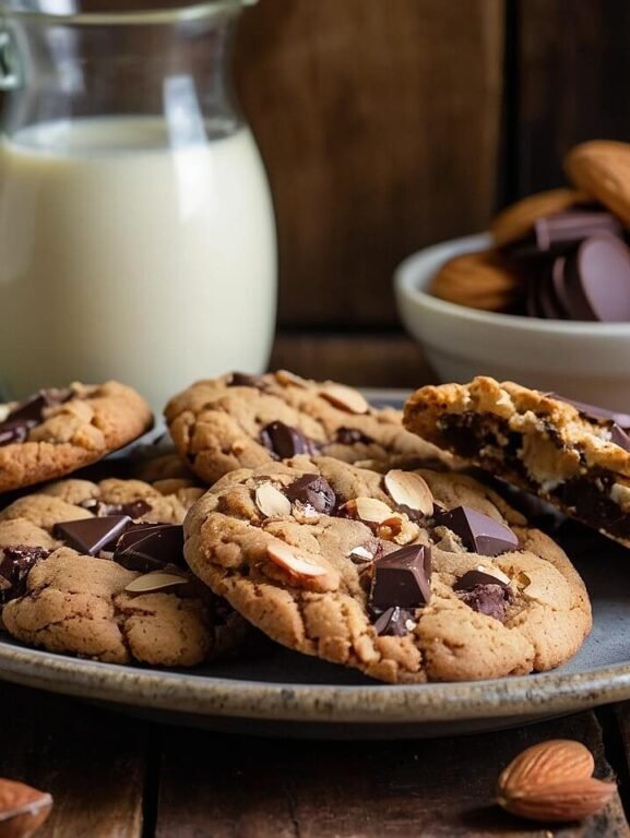 Cookies de Amêndoa e Chocolate Amargo