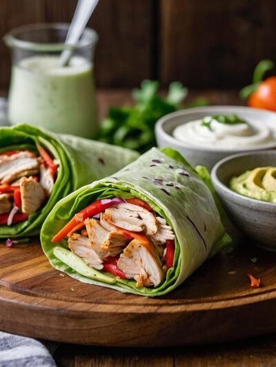 Wrap de Alface com Frango e Guacamole