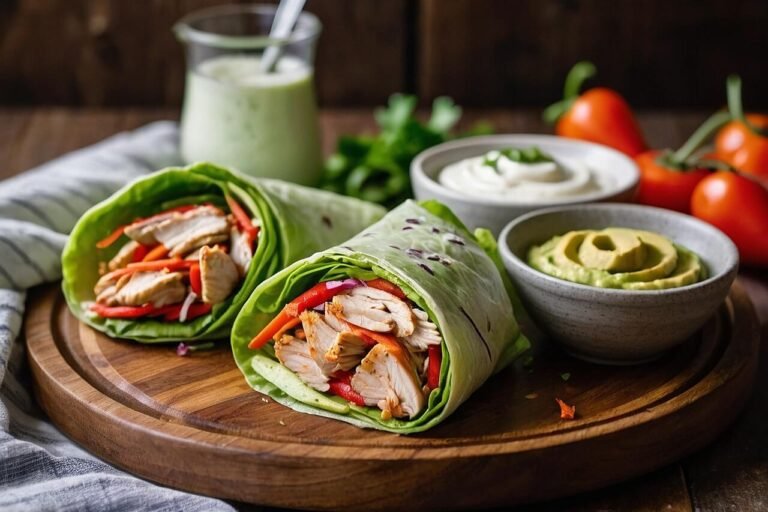 Wrap de Alface com Frango e Guacamole