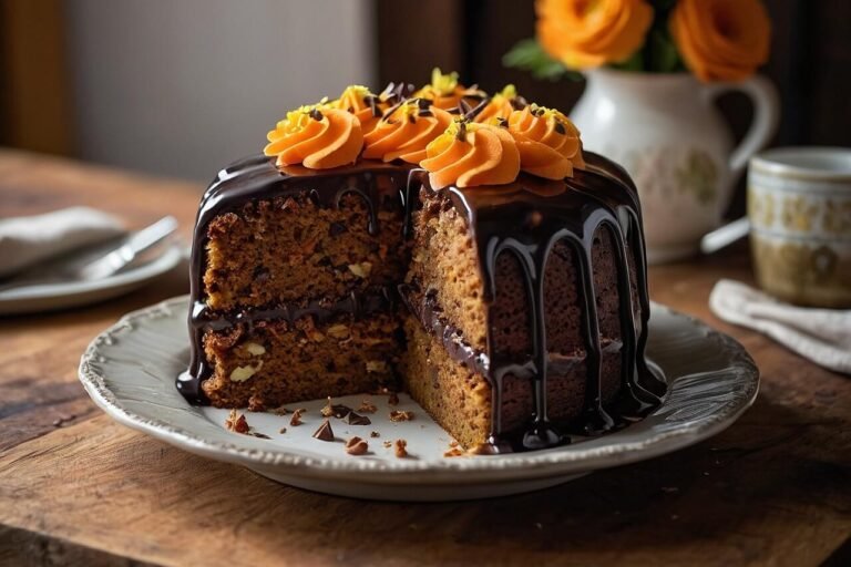 Bolo de cenoura com cobertura de chocolate sem glúten